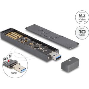 Delock Externe behuizing voor M.2 NVMe PCIe SSD of SATA SSD (M.2 2260, M.2 2242, M.2 2230, M.2 2280), Harddisk behuizing, Grijs