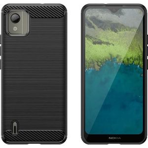 Hurtel Carbon Case siliconen hoesje voor Nokia C110 - zwart (C110), Smartphonehoes, Zwart