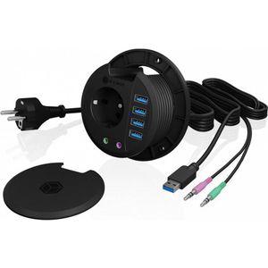 Icy Box - IB-HUB1430 - Docking Station - Zwart - USB-A - 4 Havens