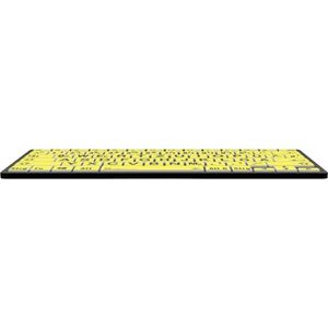 Logickeyboard XL-Druk Zwart op Geel dt. (PC/BT) (DE, Draadloze), Toetsenbord, Geel, Zwart