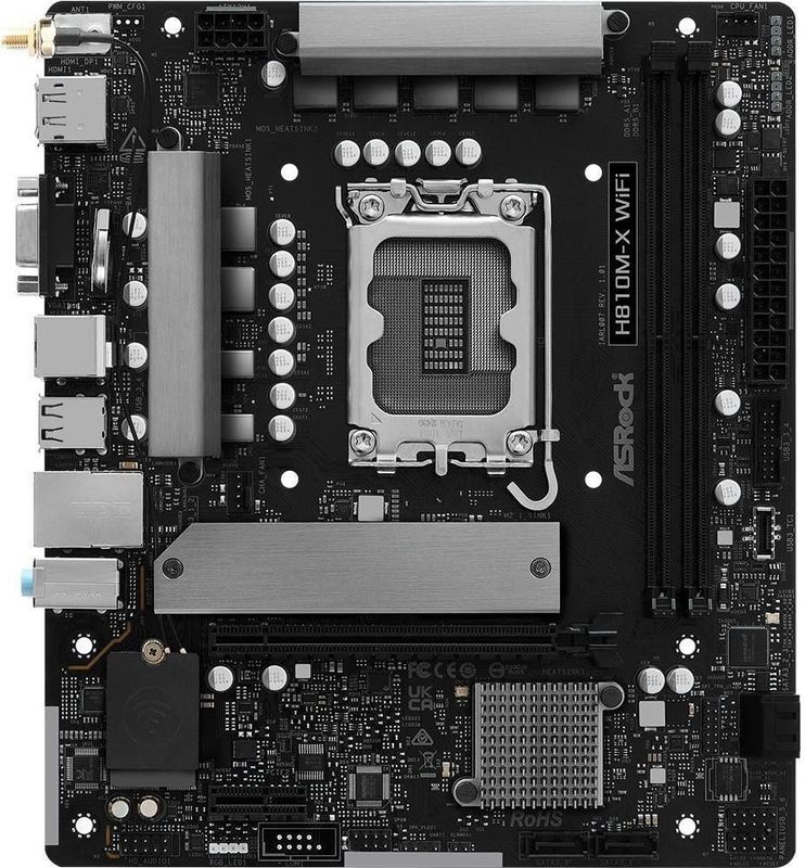 ASRock - H810M-X - Micro-ATX Moederbord - Zwart - DDR5-RAM