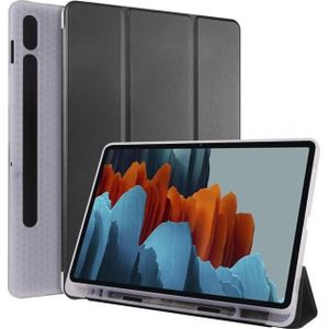 MU Classic Drievoudige opvouwbare hoes met stylushouder (Galaxy Tab S7), Tablethoes, Zwart