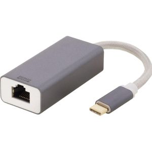 Deltaco USBC-GIGA4 interface kaarten/adapter (USB-C, RJ45 Gigabit Ethernet (1x)), Netwerkadapter, Grijs