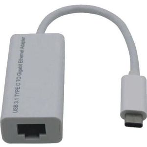 M-Cab USB-C Naar Gigabit Adapter (USB-C, RJ45 Gigabit Ethernet (1x)), Netwerkadapter, Wit