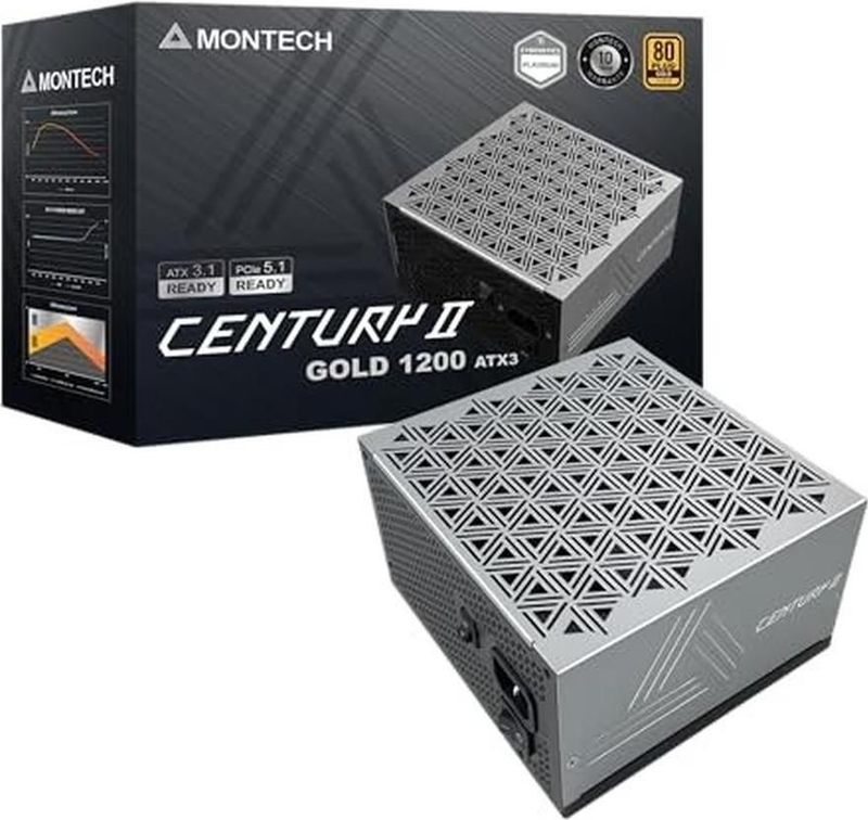 Montech - CENTURY II 1200 - PC Voeding - 1200 Watt - ATX 3.1 - 80 PLUS Gold