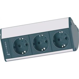 Schulte, Stopcontacten, Elektrotechnisch wandcontactdooselement EVOLINE DOCK CUISINE 3f wandcontactdoos, zilver, 2,5m