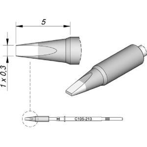 JBC Soldeerstift serie C105, beitelvorm, C105213/1,0 x 0,3 mm, recht, Hoogthermisch, Soldeer accessoires