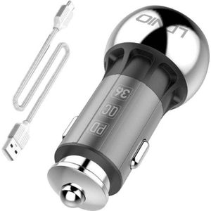 Ldnio C1 USB, USB-C Autolader + kabel USB-C Kabel, Auto-adapter