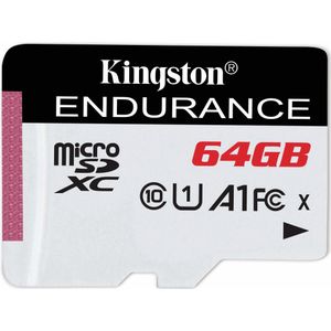 Kingston Endurance microSDXC Kaart 64GB (microSDXC, 64 GB, U1, UHS-I), Geheugenkaart, Wit, Zwart