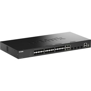 D-Link 28-PORT 1G SMART STACK SWITCH (28 ports), Netwerkschakelaar, Zwart