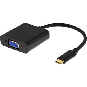 Deltaco USBC-VGA6 USB grafische adapter pixels Zwart (VGA, 10 cm), Data + Video Adapter, Zwart