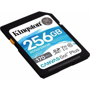 Kingston Canvas Go! Plus (SDXC, 256 GB, U3, UHS-I), Geheugenkaart, Zwart