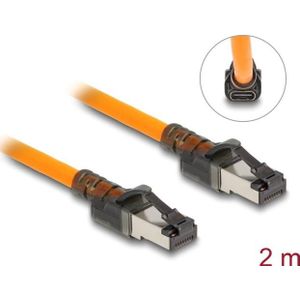 Delock RJ45 netwerkkabel met USB Type-C™ poortzoekfunctie Zelftracerende Cat.6A S/FTP 2 m oranje (S/FTP, CAT6a, 2 m), Netwerkkabel