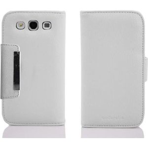 Cadorabo Hoesje compatibel met Samsung Galaxy S3 / S3 NEO in boekstructuur stijl (Galaxy S3), Smartphonehoes, Wit