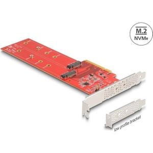 Delock PCI Express x8 kaart naar 2 x interne NVMe M.2 Key M 110 mm - Bifurcatie - Low Profile vormfactor, Storage controller