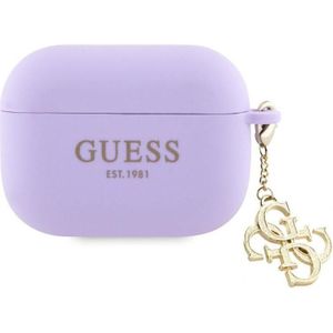 Guess Airpods Pro hoesje Siliconen Klassiek Logo Goud Met 4G Bedeltje (Koptelefoon tas), Hoofdtelefoon Tassen + Beschermende Covers, Goud