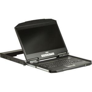 Aten CL3100NX FR Korte diepte enkel rail 18,5" LCD console (USB, VGA), FR layout, KVM schakelaars, Zwart