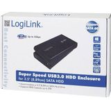 LogiLink - SATA-schijfbehuizing - USB 3.0 - Zwart - Extern Aluminium