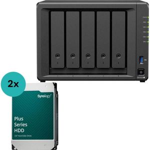 Synology DiskStation DS1525+ 5 Einschübe NAS-Server Leergehäuse (DS1525+) + 2x Plus 3.5... (2 x 16 TB), Netwerkopslag