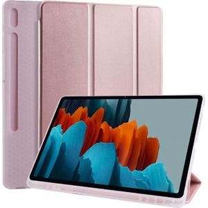 MU Classic Drievoudige opvouwbare hoes met stylushouder (Galaxy Tab S7+), Tablethoes, Roze