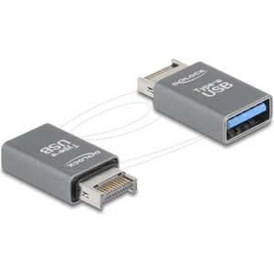 Delock Adapter USB 10 Gbps Typ-E Key A Stecker zu USB Typ-A (USB Type-C, 2.10 cm), Data + Video Adapter, Grijs