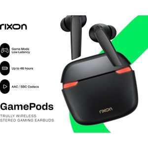 Rixon GamePods oordopjes zwart (Draadloze), Gaming headset, Zwart