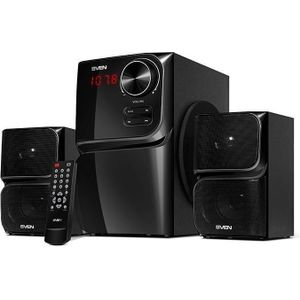 Sven MS-305, 2.1 luidsprekers, FM, Bluetooth, USB/SD, LED Ekranas, RC-eenheid, uitgangsvermogen 40W (20, PC-luidspreker, Zwart