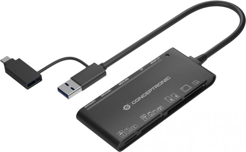 Conceptronic StreamVault BIAN03B geheugenkaartlezer USB 3.2 Gen 1 (3.1 Gen 1) Type-A Zwart