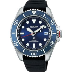 Seiko, Horloge, Prospex Solar Duikersuitrusting, Blauw, Zwart, Zilver, (Duikhorloge, 43 mm)