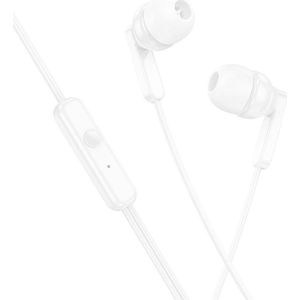 Hoco Wired headphones wire earphones Jack 3,5 mm with microphone M121 white (Bedraad), Koptelefoon, Wit