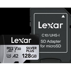 Lexar Professioneel Zilver Plus (128 GB, microSDXC, U3, UHS-I), Geheugenkaart, Zilver