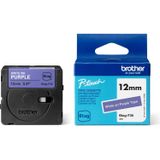 Brother - Btag-F35 - Labelband - Wit - Paars - 12 mm x 4 m