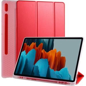 MU Classic Drievoudige opvouwbare hoes met stylushouder (Galaxy Tab S7+), Tablethoes, Rood