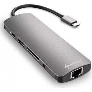 Sharkoon Combo (USB C), Docking station + USB-hub, Grijs