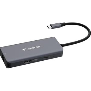 Verbatim - HUB USB-C 6PORT - Dockingstation - Zwart - USB-A 3.2 Gen 1 - RJ45