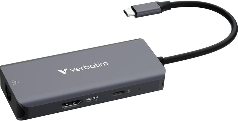 Verbatim - HUB USB-C 6PORT - Dockingstation - Zwart - USB-A 3.2 Gen 1 - RJ45