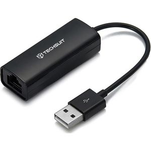 Techsuit - Ethernet Adapter NetLink (AC19) - USB Male to RJ45 LAN Port Female - Black (USB), Netwerkadapter, Zwart