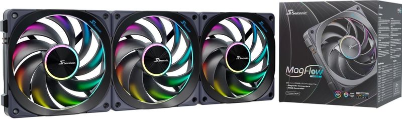 Seasonic - MagFlow 1225PWM ARGB - Ventilator - Zwart - 120 mm - 3 Ventilatorkits