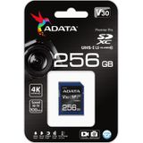 Adata Premier Pro - Flashgeheugenkaart - 256 GB (256 GB, SDXC, U3, UHS-I), Geheugenkaart, Blauw, Zwart