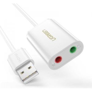 UGREEN Externe USB Geluidskaart voor 3.5 mm Jack Wit