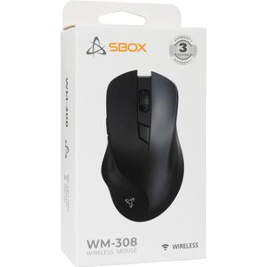 Sbox Computer mouse WM-308 Black (Draadloze), Muis, Zwart