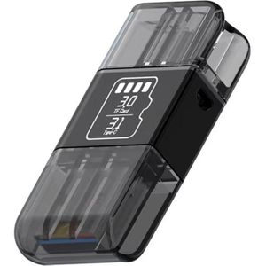 PowerGuard USB-C USB-A OTG naar MicroSD-kaartlezer Adapter voor fotobestanden (USB, Micro USB, USB-C), Geheugenkaartlezer, Grijs