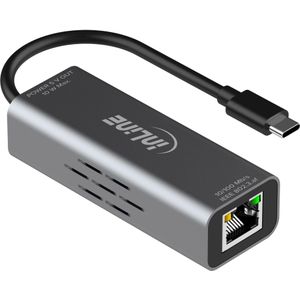 InLine  USB-C zu RJ45 PoE-Adapter, mit Überspannungsschutz (USB-C, RJ45/LAN (1x)), Netwerkadapter, Grijs