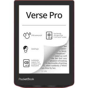 PocketBook Vers Pro (6", 16 GB, Passie Rood), eReader, Zwart, Rood