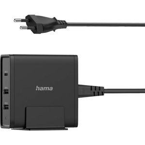 Hama Universeel USB-C laadstation, 3 poorten, Power Delivery (PD), 5-20V/65W (65 W, Stroomvoorziening), USB-lader, Zwart