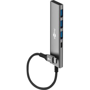 Goobay - Slim 4-Port USB-Hub - Grijs - Docking Station met USB-C en USB-A
