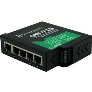 Brainboxes Geharde industriële 5-poorts Gigabit Ethernetschakelaar DIN - Schakelaar - 1 Gbps (5 ports), Netwerkschakelaar, Groen, Zwart