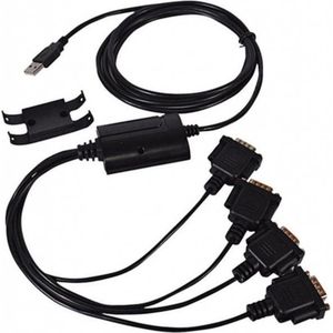 Exsys USB 2.0 naar 4S seriële RS-232 kabel (VGA, 200 cm), Data + Video Adapter, Zwart