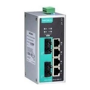 Moxa EDS-P206A-4POE-MM-ST - Unmanaged Ethernet-switch met 4 PoE-poorten, 2 100BaseFX multimode poorten, Netwerkschakelaar