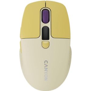 Canyon Computer mouse mouse MW-26 LCD Silent Dual Mode Wireless Yellow (Draadloze), Muis, Geel